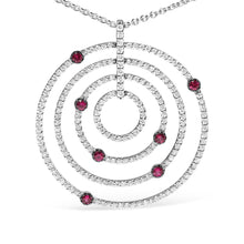 18K White Gold 2 1/6 Cttw Pave Set Diamonds and Red Ruby Openwork Circles 18" Pendant Necklace  (G-H Color, SI2-I1 Clarity) - Adjustable up to 16" - 18"-1