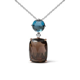 18K two-tone gold drop pendant with London blue topaz and smoky quartz thumbnail 3