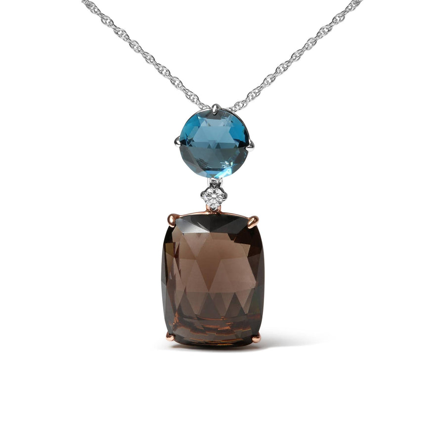The London Blue Topaz & Smoky Quartz Drop Pendant