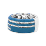 .925 Sterling Silver Turquoise Enamel 5/8 Cttw Round Diamond Wide Band Statement Ring (F-G Color, VS1-VS2 Clarity)-1 thumbnail 2