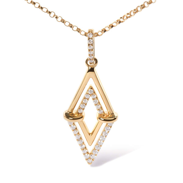 14K Yellow Gold 1/4 Cttw Diamond Double Triangle Geometric 18