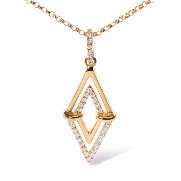 14K Yellow Gold 1/4 Cttw Diamond Double Triangle Geometric 18