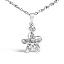 .925 Sterling Silver Diamond Accent Flower Pendant Necklace (J-K Color, I2-I3 Clarity) - 18" Inches-1