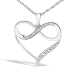 .925 Sterling Silver Diamond Accent Infinity Heart Love Pendant Necklace (J-K Color, I2-I3 Clarity) - 18