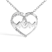 .925 Sterling Silver Diamond Accent MOM Heart Pendant Necklace (J-K Color, I2-I3 Clarity) - 18" Inches-1