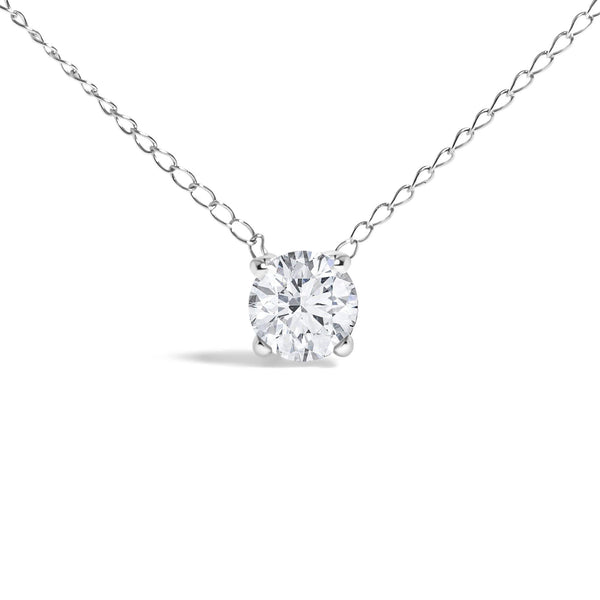 14K Gold Floating 1/2 Cttw Lab Grown Diamond Solitaire Pendant Necklace - 18