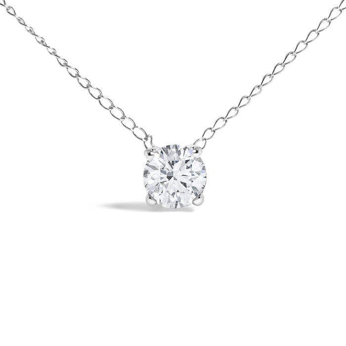 14K Gold Floating 1/2 Cttw Lab Grown Diamond Solitaire Pendant Necklace - 18