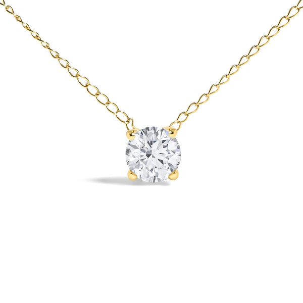 14K Gold Floating 1/2 Cttw Lab Grown Diamond Solitaire Pendant Necklace - 18
