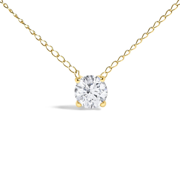 14K Gold Floating 1/2 Cttw Lab Grown Diamond Solitaire Pendant Necklace - 18