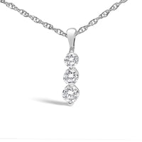 .925 Sterling Silver 1/7 Cttw Lab Grown Diamond Three Stone Diamond Pendant Necklace - 18