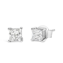 14K White Gold 3/8 Cttw Lab Grown Princess-Cut Diamond 4-Prong Solitaire Stud Earrings (VS1-VS2 Clarity, F-G Color)-3