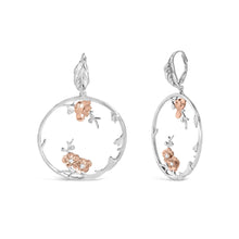 Rose Gold Plated .925 Sterling Silver 1/10 Cttw Diamond Floral Hoop Earrings (I-J Color, SI1-SI2 Clarity)-1