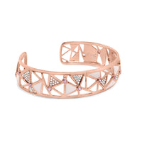 14K Rose Gold 5/8 Cttw Diamond with Pink Tourmaline Open Cuff Bangle with White Enamel (G-H Color, SI1-SI2 Clarity) - 7