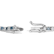 14K White Gold 4.0 Cttw Alternating White and Blue Lab Grown Diamond Tennis Bracelet - 7" inches-1