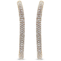 18K Rose Gold 6.90 Cttw Pave Set Diamond Inside Out Eternity Hoop Earrings (F-G Color, VS1-VS2 Clarity)