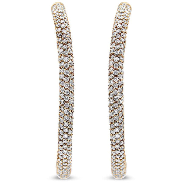 18K Rose Gold 6.90 Cttw Pave Set Diamond Inside Out Eternity Hoop Earrings (F-G Color, VS1-VS2 Clarity)