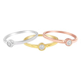 Tri-Color 14K Gold Plated .925 Sterling Silver 1/6 Cttw Round Miracle-Set Diamond Stacking Promise Ring Set (J-K Color, I1-I2 Clarity)-1 thumbnail 2
