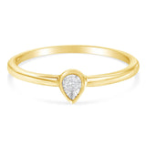 14K Yellow Gold Plated .925 Sterling Silver 1/20 Carat Diamond Teardrop Pear-Shaped Miracle Set Petite Fashion Ring (J-K Color, I1-I2 Clarity)-3 thumbnail 4