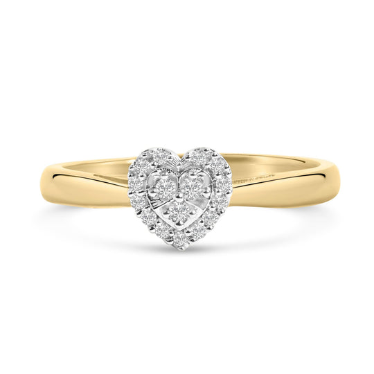 14K Yellow Gold Plated .925 Sterling Silver 1/10 Cttw Round-Cut Diamond Heart Engagement Ring (I-J Color, I3 Clarity)-0