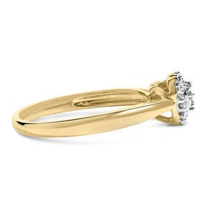 10K Yellow Gold 1/10 Diamond Heart and Halo Promise Ring-1