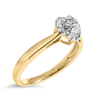 10K Yellow Gold 1/10 Diamond Heart and Halo Promise Ring