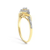 10K Yellow Gold 1/10 Cttw Diamond Swirl and Halo Promise Ring-4 thumbnail 5