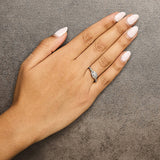 10K Yellow Gold 1/10 Cttw Diamond Swirl and Halo Promise Ring-2 thumbnail 3