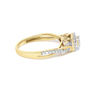 14K Yellow Gold Plated .925 Sterling Silver 1/10 Cttw Round-Cut Diamond Composite Halo Engagement Ring-1