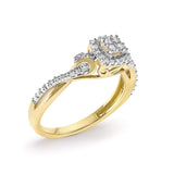 10K Yellow Gold Twisted Shank 1/10 Cttw Diamond Composite Halo Engagement Ring-4 thumbnail 5