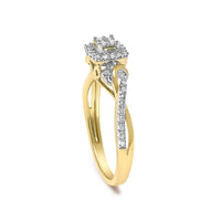 14K Yellow Gold Plated .925 Sterling Silver 1/10 Cttw Round-Cut Diamond Composite Halo Engagement Ring