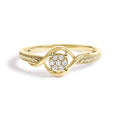 10K Yellow Gold Diamond Cluster Twisted Promise Ring-0