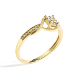 10K Yellow Gold Diamond Cluster Twisted Promise Ring-3 thumbnail 4