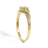 10K Yellow Gold Diamond Cluster Twisted Promise Ring-4 thumbnail 5