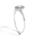 14K White Gold 1/5 Cttw Diamond Oval Shape With Halo Engagement Ring-4 thumbnail 5