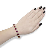 14K Yellow Gold 6 2/5 Cttw Diamond and 34.0 Cttw Oval Red Ruby Halo Link Bracelet (I-J Color, SI1-SI2 Clarity) - 7.25