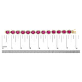 14K Yellow Gold 6 2/5 Cttw Diamond and 34.0 Cttw Oval Red Ruby Halo Link Bracelet (I-J Color, SI1-SI2 Clarity) - 7.25