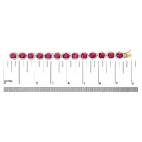 14K Yellow Gold 6 2/5 Cttw Diamond and 34.0 Cttw Oval Red Ruby Halo Link Bracelet (I-J Color, SI1-SI2 Clarity) - 7.25