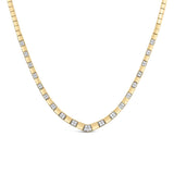 14K Yellow Gold 4/5 Cttw Diamond Cluster and Bar Set Link 3.5 MM Chain Necklace (G-H Color, VS1-VS2 Clarity) - 16