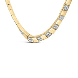 14K Yellow Gold 4/5 Cttw Diamond Cluster and Bar Set Link 3.5 MM Chain Necklace (G-H Color, VS1-VS2 Clarity) - 16