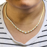 14K Yellow Gold 4/5 Cttw Diamond Cluster and Bar Set Link 3.5 MM Chain Necklace (G-H Color, VS1-VS2 Clarity) - 16