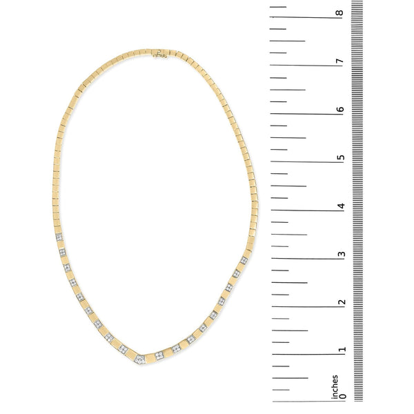 14K Yellow Gold 4/5 Cttw Diamond Cluster and Bar Set Link 3.5 MM Chain Necklace (G-H Color, VS1-VS2 Clarity) - 16