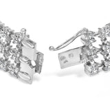 18K White Gold 7 1/2 Cttw Diamond 3 Row Floral Link Bracelet (G-H Color, VS1-VS2 Clarity) - 7 