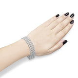 18K White Gold 7 1/2 Cttw Diamond 3 Row Floral Link Bracelet (G-H Color, VS1-VS2 Clarity) - 7 