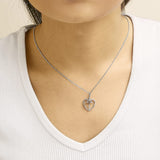 14K Rose Gold Plated Sterling Silver 1/5 Cttw Diamond Heart Cross Pendant Necklace-2 thumbnail 3