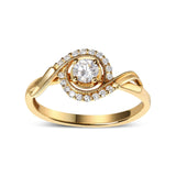 14K Yellow Gold 1/3 Cttw Diamond Solitaire and Halo Swirl Engagement Ring (G-H Color, VS2-SI1 Clarity)- Size 7-1 thumbnail 2