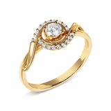 14K Yellow Gold 1/3 Cttw Diamond Solitaire and Halo Swirl Engagement Ring (G-H Color, VS2-SI1 Clarity)- Size 7-3 thumbnail 4