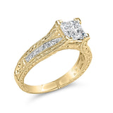 14K Yellow Gold 1.0 Cttw Princess Composite Diamond Engagement Ring (G-H Color, VS1-VS2 Clarity) - Size 7-3 thumbnail 4