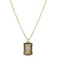 14K yellow gold cross dog tag necklace with round diamond stones