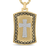 14K Yellow Gold Plated Sterling Silver 1/4 Cttw Diamond Cross Dog Tag Pendant Necklace-1 thumbnail 2