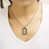 14K Yellow Gold Plated Sterling Silver 1/4 Cttw Diamond Cross Dog Tag Pendant Necklace-2 thumbnail 3